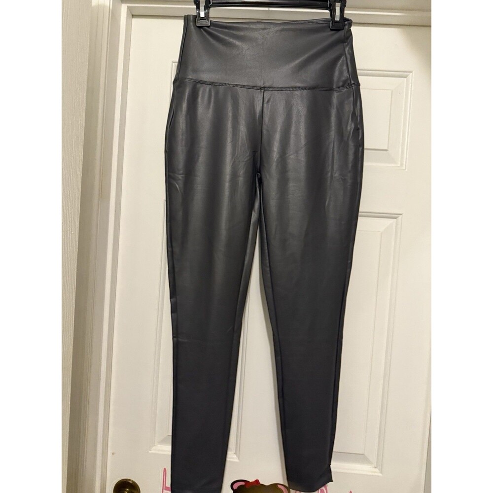 Zenana High Rise Faux Leather Legging Women Size L Gray Edgy Rockstar